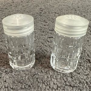 Basket Weave Clear Glass Salt & Pepper Shakers France